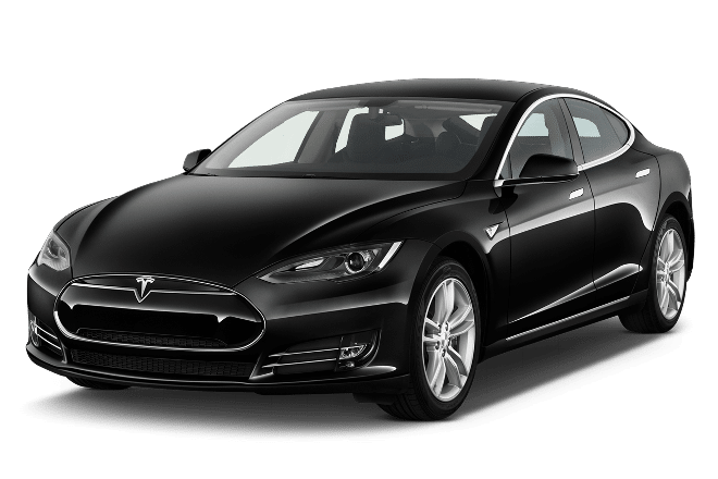 Tesla car black color front transparent logo
